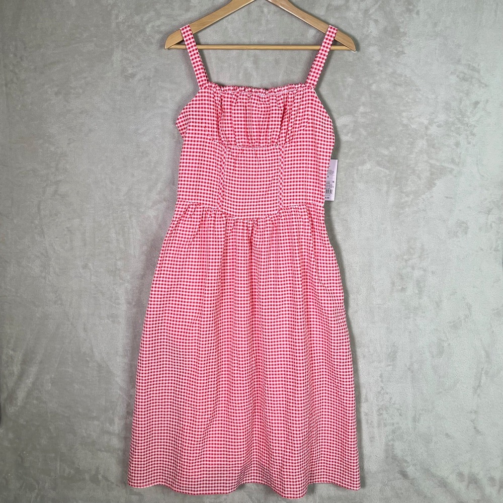 Wild Fable Dress Small Red Gingham Milkmaid Midi A-Line Smocked Cottagecore NWT‎